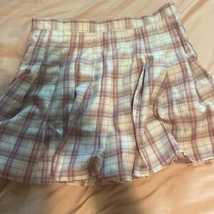 Pink and white flannel skirt